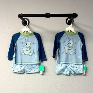 NWT Twin alert! 2xDisney Kids 18mo Winnie the Pooh Swim Rashguard Sets. 😍😍😍😍😍